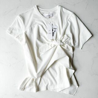 アキラナカ(AKIRANAKA)の新品タグ付き✨ アキラナカ Drape knot pullover 異素材 白(Tシャツ(半袖/袖なし))