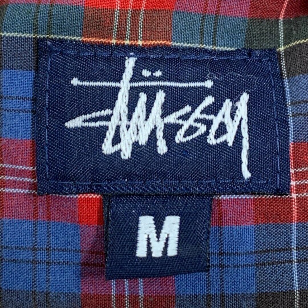 STUSSY(ステューシー)の90's STUSSY ステューシー コットン プルオーバーチェックシャツ 半袖 レッド USA製 Size M メンズのトップス(シャツ)の商品写真