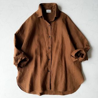 アパルトモンドゥーズィエムクラス(L'Appartement DEUXIEME CLASSE)の極美品✨ リジエール Linen 2Way Shirt カシュクール ブラウン(シャツ/ブラウス(長袖/七分))