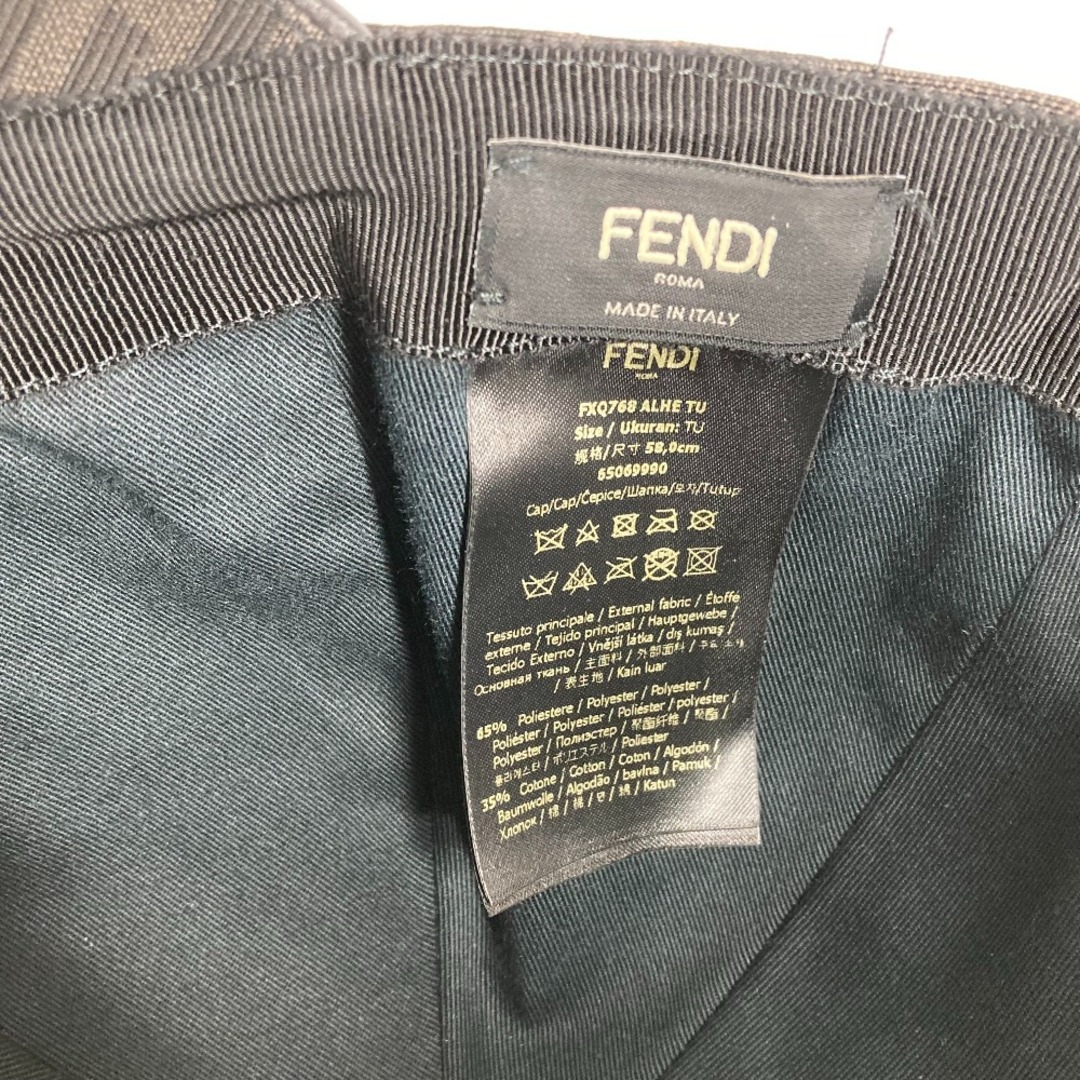 FENDI(フェンディ)のフェンディ FENDI ズッカ FXQ768 帽子 キャップ帽 ベースボール キャップ ポリエステル ブラック 美品 メンズの帽子(キャップ)の商品写真
