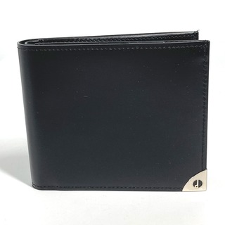 ダンヒル Dunhill ロゴ コンパクトウォレット 札入れ 2つ折り財布 レザー ブラック 未使用