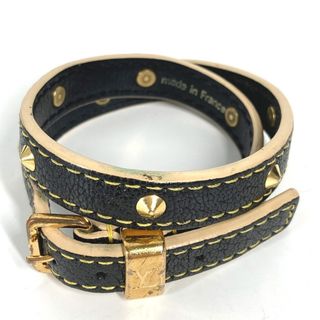 ルイヴィトン(LOUIS VUITTON)のルイヴィトン LOUIS VUITTON ブラスレ・ドゥブルトゥール  M91844  スハリ スタッズ アクセサリー 2重 ブレスレット スハリレザー ノワール ブラック(ブレスレット/バングル)