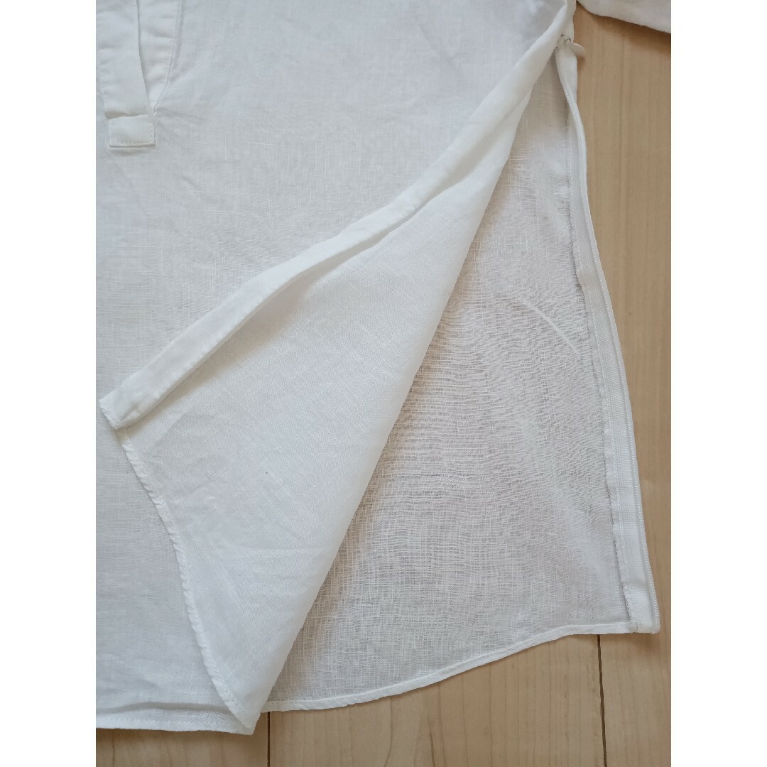 KEITH(キース)のKEITH  キース　麻　スキッパーシャツ　リネンブラウス　ホワイト　М レディースのトップス(シャツ/ブラウス(長袖/七分))の商品写真