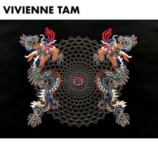 ヴィヴィアンタム(VIVIENNE TAM)のヴィヴィアンタム/ジャージー刺繍ブルゾン ドラゴン 龍 黒 スカジャン(ブルゾン)