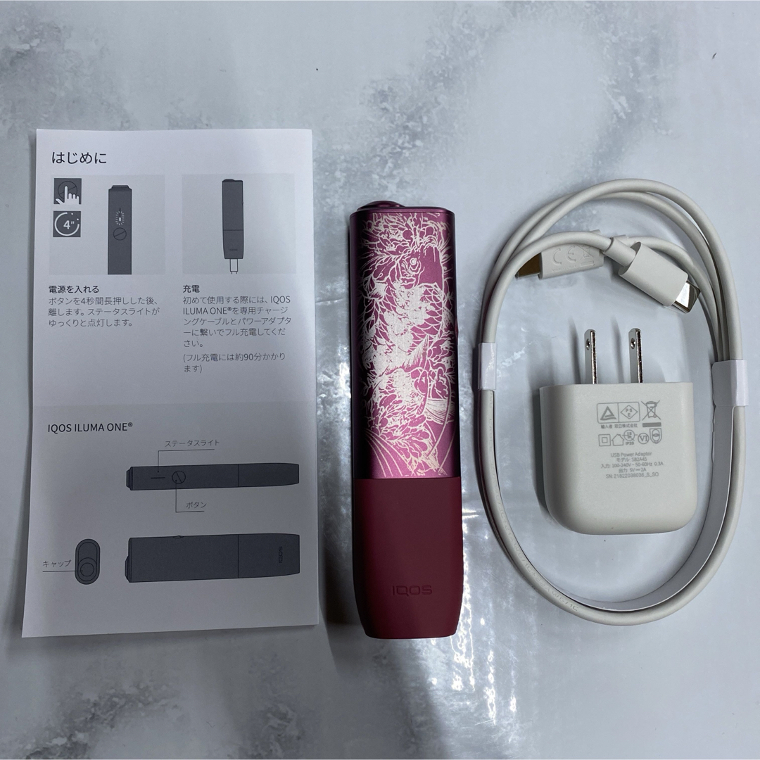 IQOS(アイコス)のiQOS ILUMA ONE アイコス イルマ ワン 鯉 滝登り 菊 加工 赤 メンズのファッション小物(タバコグッズ)の商品写真