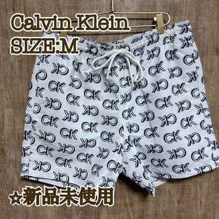 Calvin Klein - 【新品】Calvin Klein カルバンクライン　水着　白　CKロゴ総柄　M