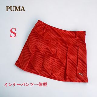 プーマ(PUMA)のPUMA プーマ　ミニスカート　キュロット　S　ジャガード　レッド　ゴルフウェア(ウエア)