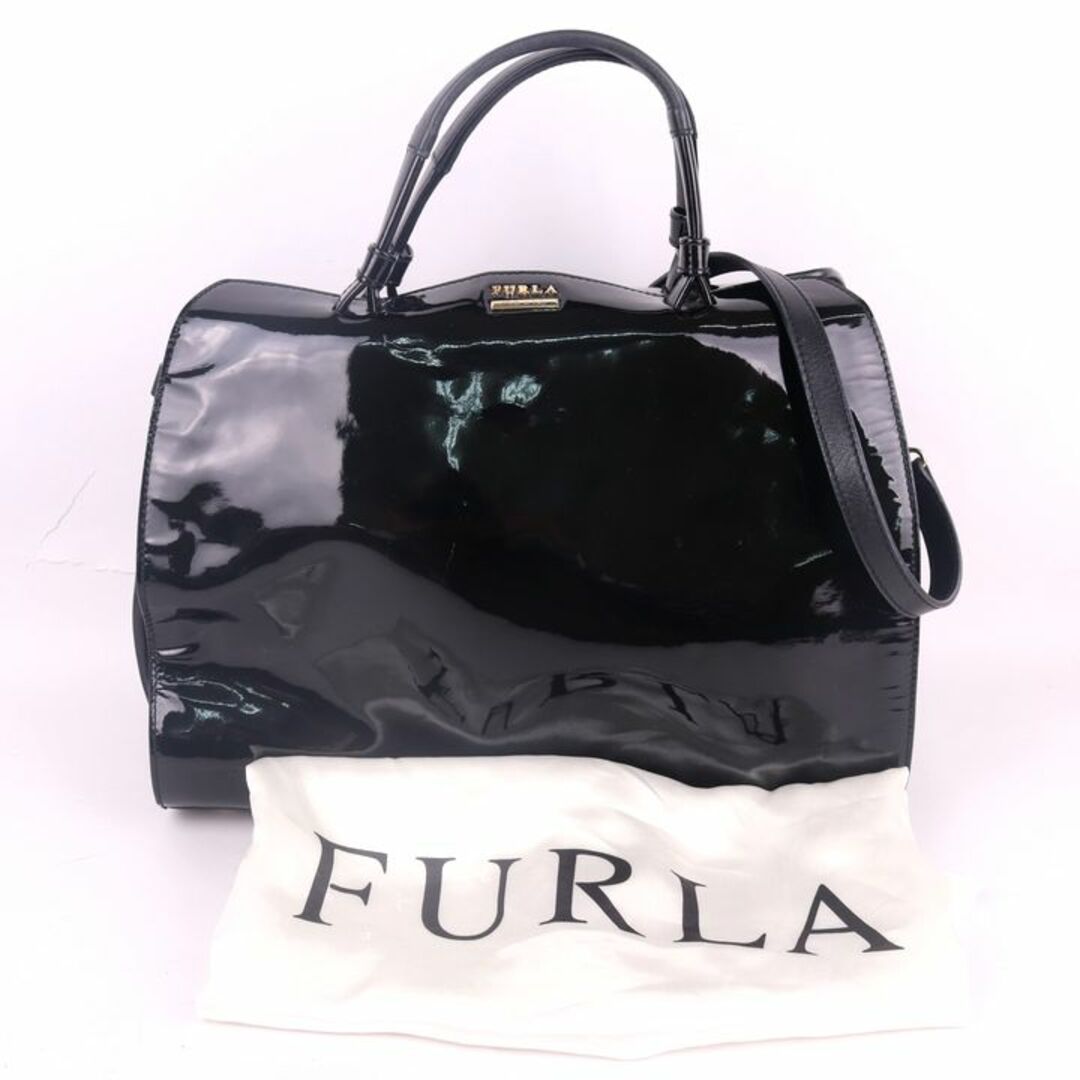 Furla(フルラ)のフルラ ショルダーバッグ ハンドバッグ 2way 本革 レザー エナメル イタリア製 ブランド 鞄 黒 レディース ブラック Furla レディースのバッグ(ショルダーバッグ)の商品写真