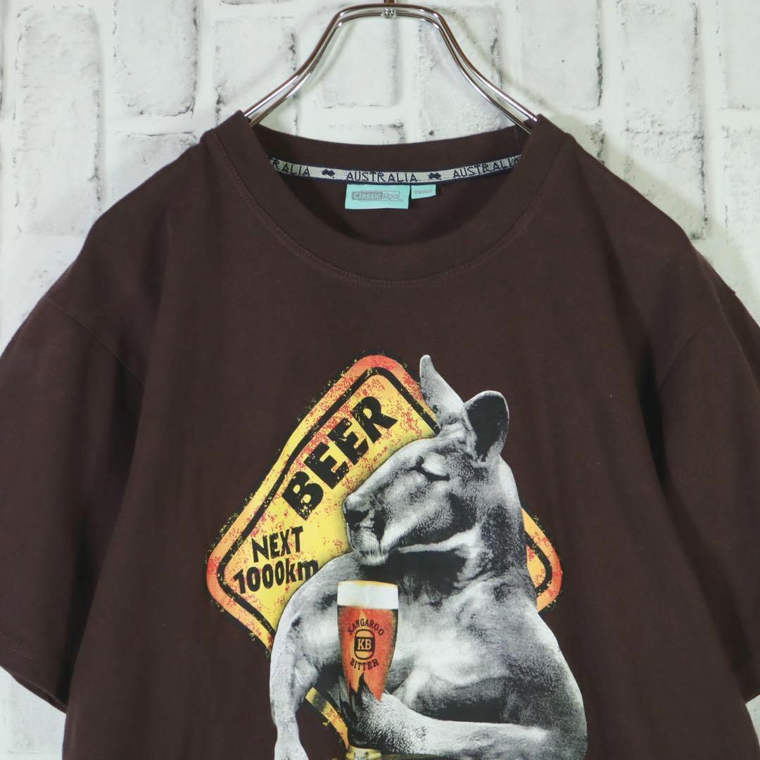 【こなれコーデ】ユニークTシャツ カンガルー ビール オーストラリア ブラウン メンズのトップス(タンクトップ)の商品写真