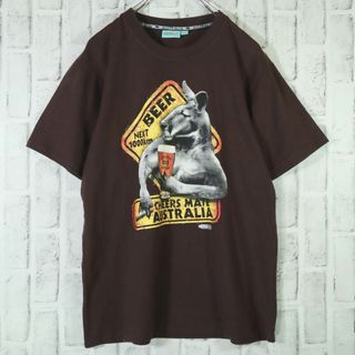 【こなれコーデ】ユニークTシャツ カンガルー ビール オーストラリア ブラウン(タンクトップ)