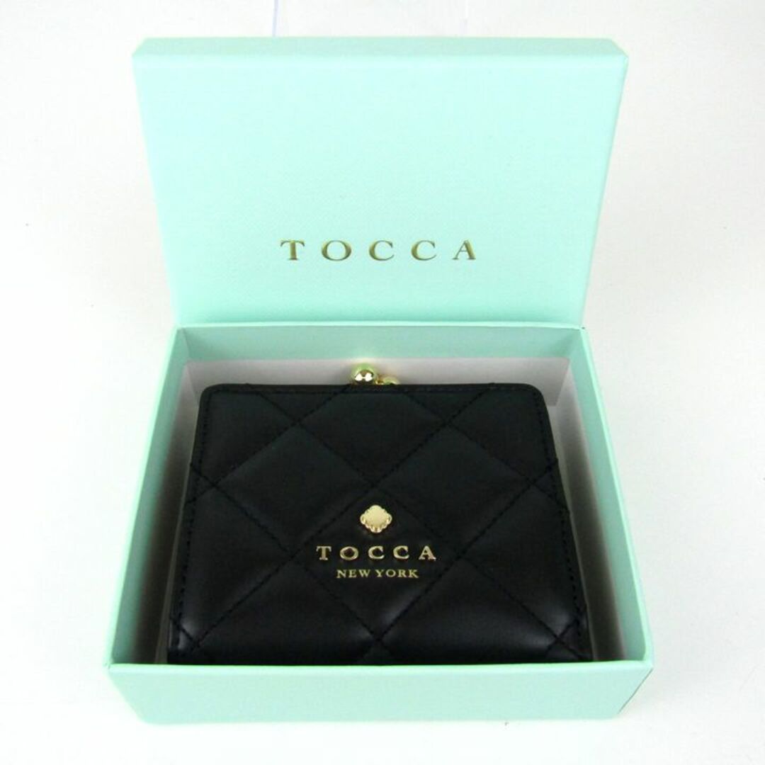 TOCCA(トッカ)のトッカ 二つ折り財布 キルティング ロゴ 小銭入れあり ブランド ウォレット レディース ブラック TOCCA レディースのファッション小物(財布)の商品写真