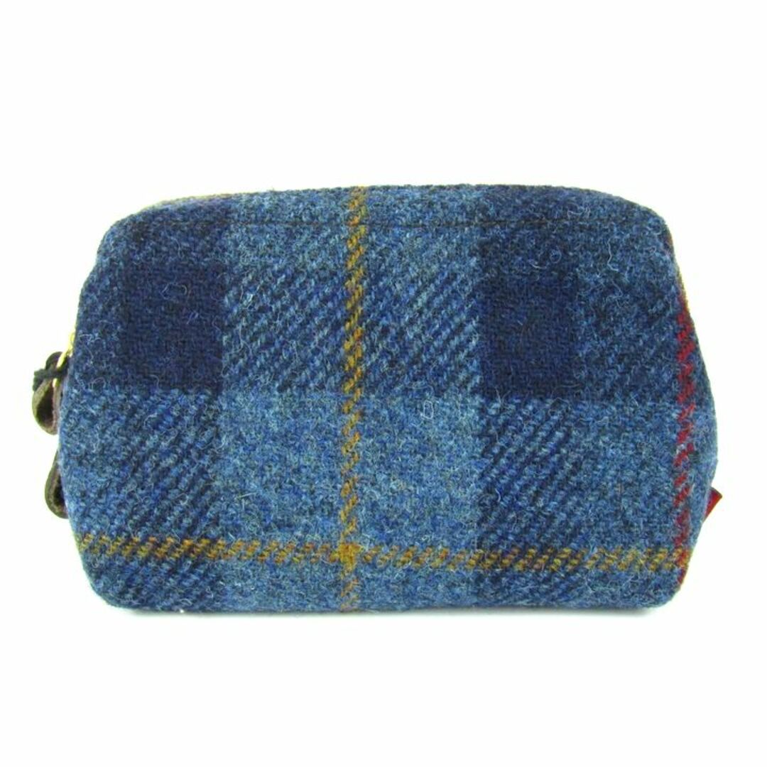 Harris Tweed(ハリスツイード)のハリスツイード ポーチ 未使用 チェック柄 ラウンドファスナー 小物入れ ブランド レディース ネイビー HARRIS TWEED レディースのファッション小物(ポーチ)の商品写真