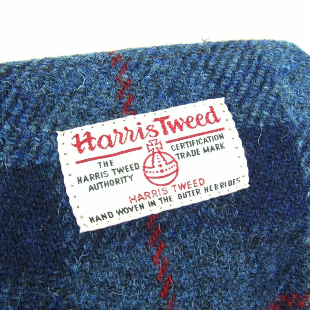 Harris Tweed(ハリスツイード)のハリスツイード ポーチ 未使用 チェック柄 ラウンドファスナー 小物入れ ブランド レディース ネイビー HARRIS TWEED レディースのファッション小物(ポーチ)の商品写真