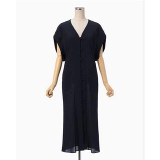 マメ(mame)のmame Melange Stripe V-Neck Dress NAVY(ロングワンピース/マキシワンピース)