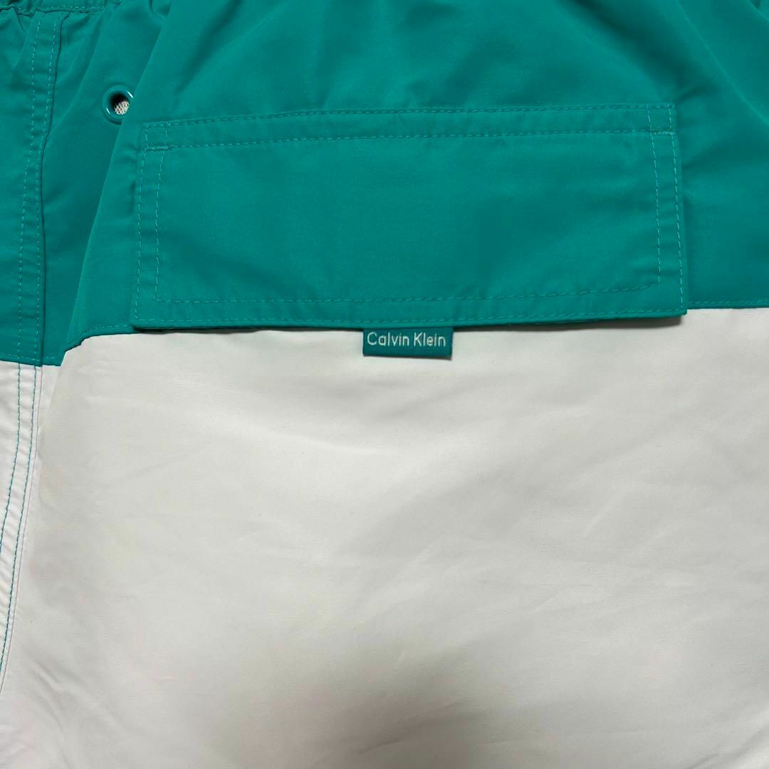 Calvin Klein(カルバンクライン)の【新品】Calvin Klein カルバンクライン　水着　白×青緑　L CKロゴ メンズの水着/浴衣(水着)の商品写真