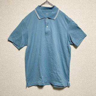 ユニクロ(UNIQLO)のユニクロ ドライカノコ襟ラインポロシャツ（半袖） ブルー  S ♩(Tシャツ/カットソー(半袖/袖なし))