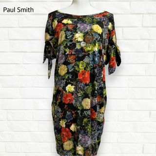 ポールスミス(Paul Smith)の美品＊ポールスミス ワンピース ボタニカル柄 花柄 袖リボン M(ひざ丈ワンピース)