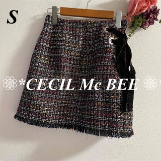 セシルマクビー(CECIL McBEE)のCECIL Mc BEE セシルマクビー サイドリボンツイードスカート(ミニスカート)