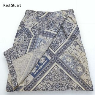 ポールスチュアート(Paul Stuart)のPaul Stuart リネン混 巻きスカート 花柄 ペイズリー柄 11号(ひざ丈スカート)
