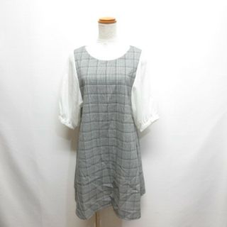 アルシーヴ archives グレンチェック柄 シフォン袖 ワンピース M 