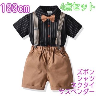 男の子 キッズ フォーマル 100 半袖 216 夏用 スーツ 半袖 サスペンダ(Tシャツ/カットソー)