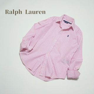 ポロラルフローレン(POLO RALPH LAUREN)の美品　ラルフローレン　コットンストライプシャツ　ポニー刺繍　スリムフィット　M(シャツ/ブラウス(長袖/七分))