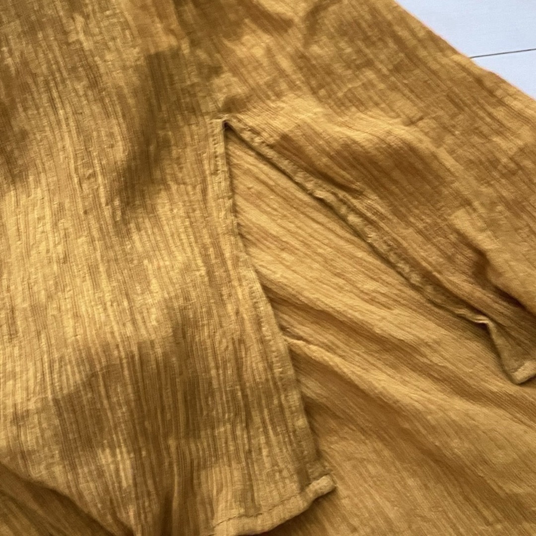 半袖 ワンピース 羽織 ロング ロングワンピース イエロー 黄色 レディースのワンピース(ロングワンピース/マキシワンピース)の商品写真