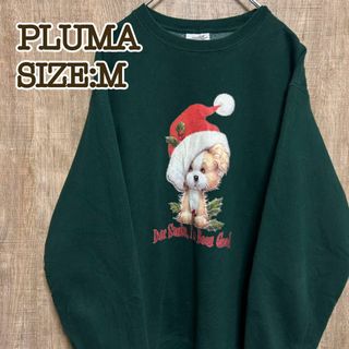 VINTAGE - 古着　PLUMA プルーマ　スウェット　ダークグリーン　アニマル　90s M