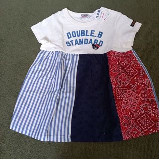 ダブルビー(DOUBLE.B)の新品　タグ付き　ミキハウス　ダブルビー　パッチワーク風　半袖Tシャツ　100(Tシャツ/カットソー)