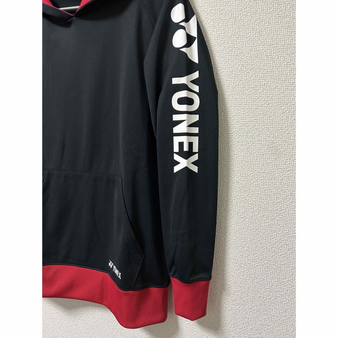 YONEX(ヨネックス)の美品　ヨネックス　袖ロゴ　パーカー　裏起毛　S  テニス　バドミントン　ウェア スポーツ/アウトドアのテニス(ウェア)の商品写真