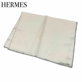 エルメス(Hermes)のエルメス シルク100% スカーフ ハンカチーフ ポケット レディース アイボリ(ハンカチ)