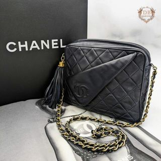 シャネル(CHANEL)のシャネル フリンジチェーン マトラッセ ブラック ココマーク ラムスキン(ショルダーバッグ)