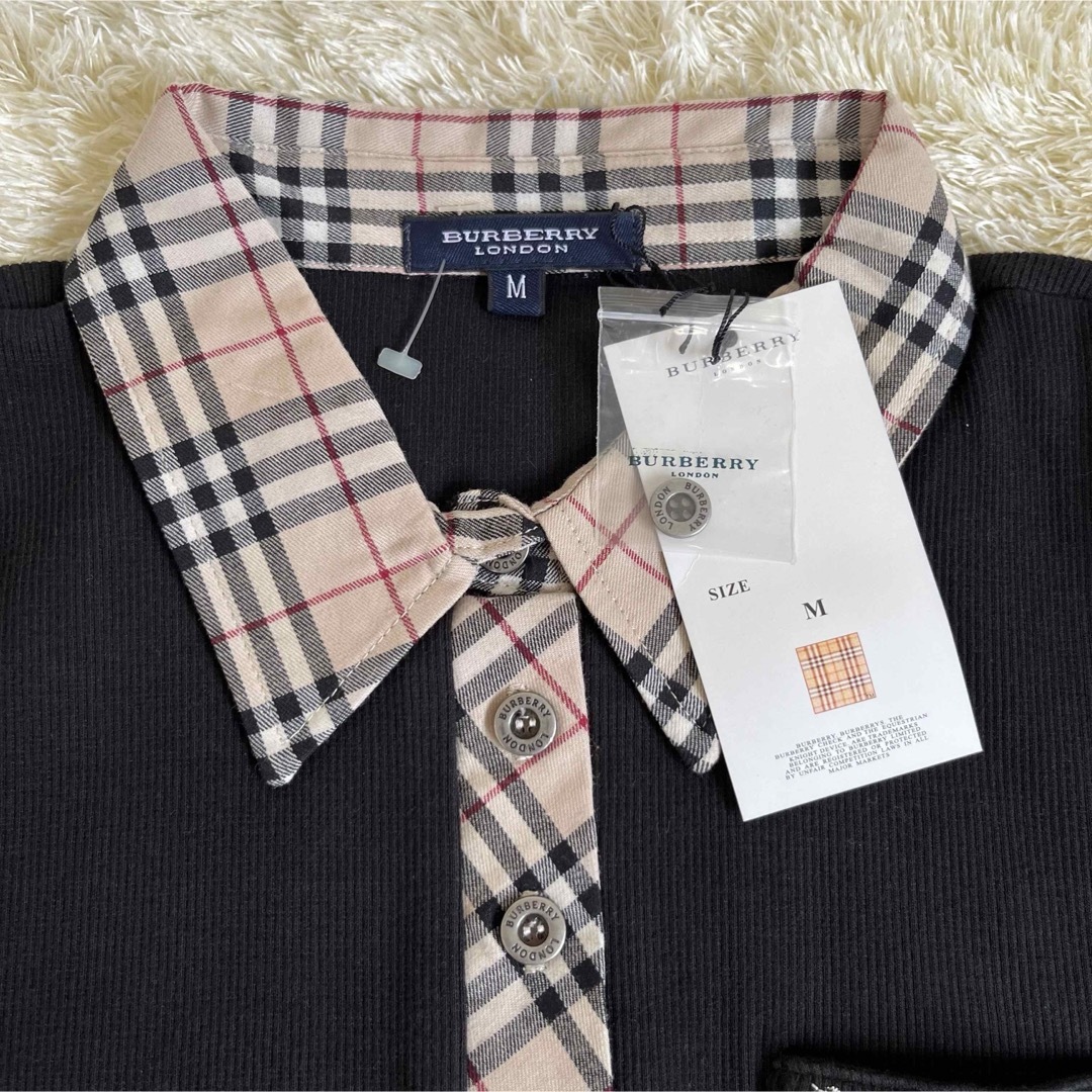 BURBERRY(バーバリー)の新品未使用　BURBERRY バーバリー ロンドン　ポロシャツ黒　M レディースのトップス(ポロシャツ)の商品写真