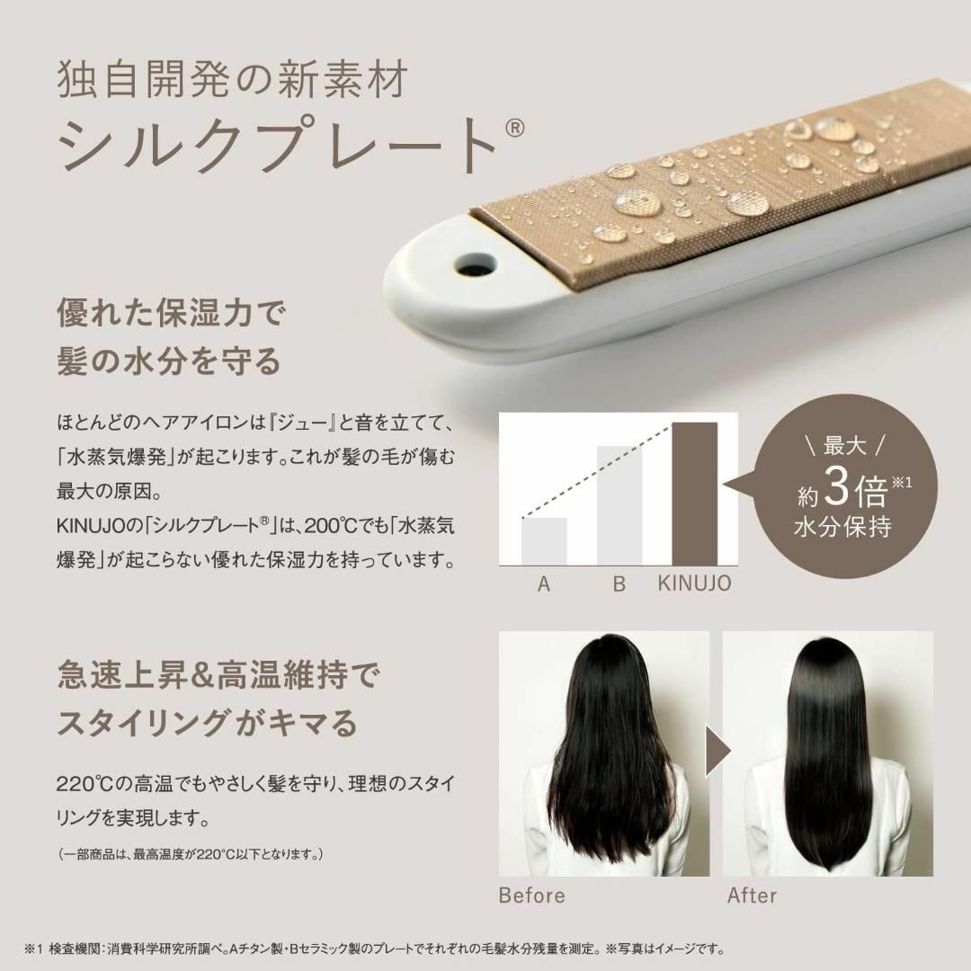 【新品】「絹女~KINUJO~」LM-125 ストレートアイロン パールホワイト スマホ/家電/カメラの美容/健康(ヘアアイロン)の商品写真