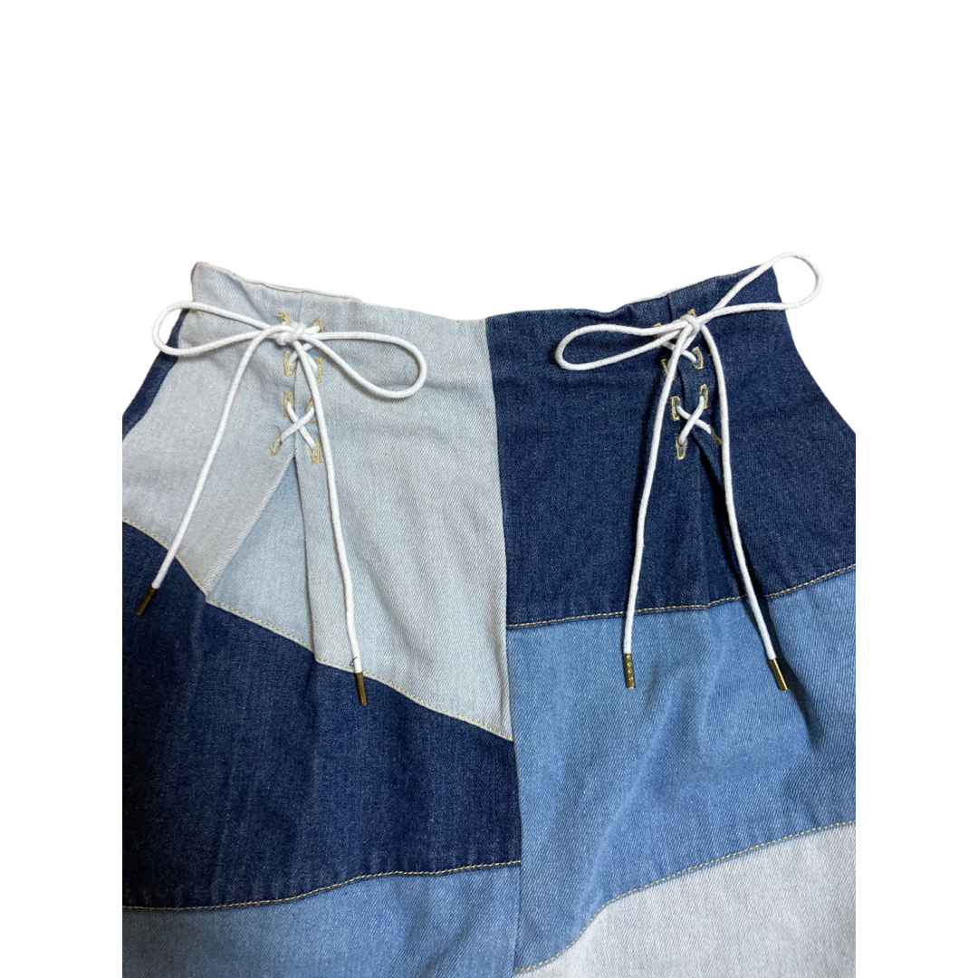 ARROW(アロー)のアロー ミニ スカート デニム リメイク リボン 個性派 Mサイズ レディースのスカート(ミニスカート)の商品写真