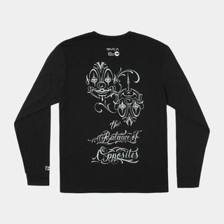 ルーカ(RVCA)のMR CARTOON RVCA FACES LONG SLEEVE TEE BK(Tシャツ/カットソー(七分/長袖))