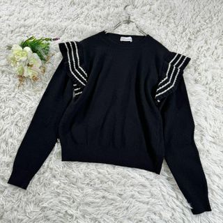 レッドヴァレンティノ(RED VALENTINO)の入手困難 レッドヴァレンティノ ニット フリル 羊毛 XS 黒 春(ニット/セーター)