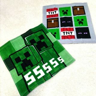 マインクラフト(Minecraft)のマインクラフト　ハンドタオル２枚セットウォッシュタオルハンカチ携帯マイクラＥ(キャラクターグッズ)