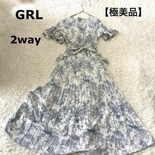 グレイル(GRL)の【極美品】グレイル　超超ロング丈　2way花柄消しプリーツフレア ワンピース(ロングワンピース/マキシワンピース)