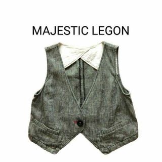 マジェスティックレゴン(MAJESTIC LEGON)の美品！マジェスティックレゴン　綿麻　グレインチェックベスト　Mサイズ(ベスト/ジレ)