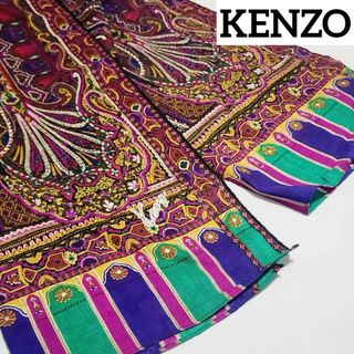 KENZO - 美品 ★KENZO★ ストール ペイズリー柄 ウール100％ パープル