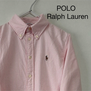 ラルフローレン(Ralph Lauren)の美品 POLO Ralph Lauren 長袖BDシャツ ストライプ ピンク(シャツ/ブラウス(長袖/七分))