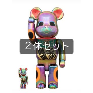 ベアブリック(BE@RBRICK)のBE@RBRICK 招き猫 開運・千万両 黒透明メッキ 100％ & 400％(その他)