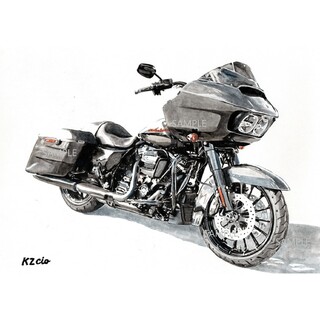 ハーレーダビッドソン(Harley Davidson)のハーレー ロードグライド 水彩画 バイク イラスト インテリア(その他)