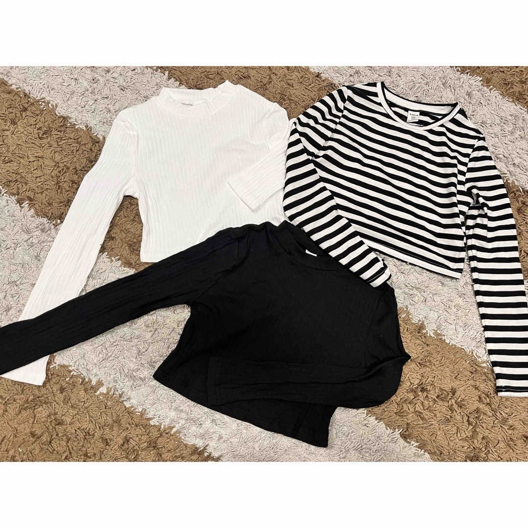 SHEIN(シーイン)のシーイン　ベーシックトップス　3点セット キッズ/ベビー/マタニティのキッズ服女の子用(90cm~)(Tシャツ/カットソー)の商品写真