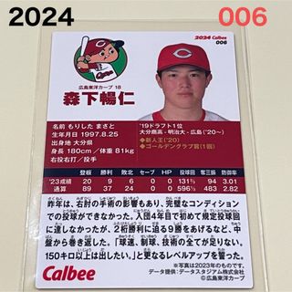 広島東洋カープ - 【2024プロ野球チップス】森下　暢仁　広島東洋カープ