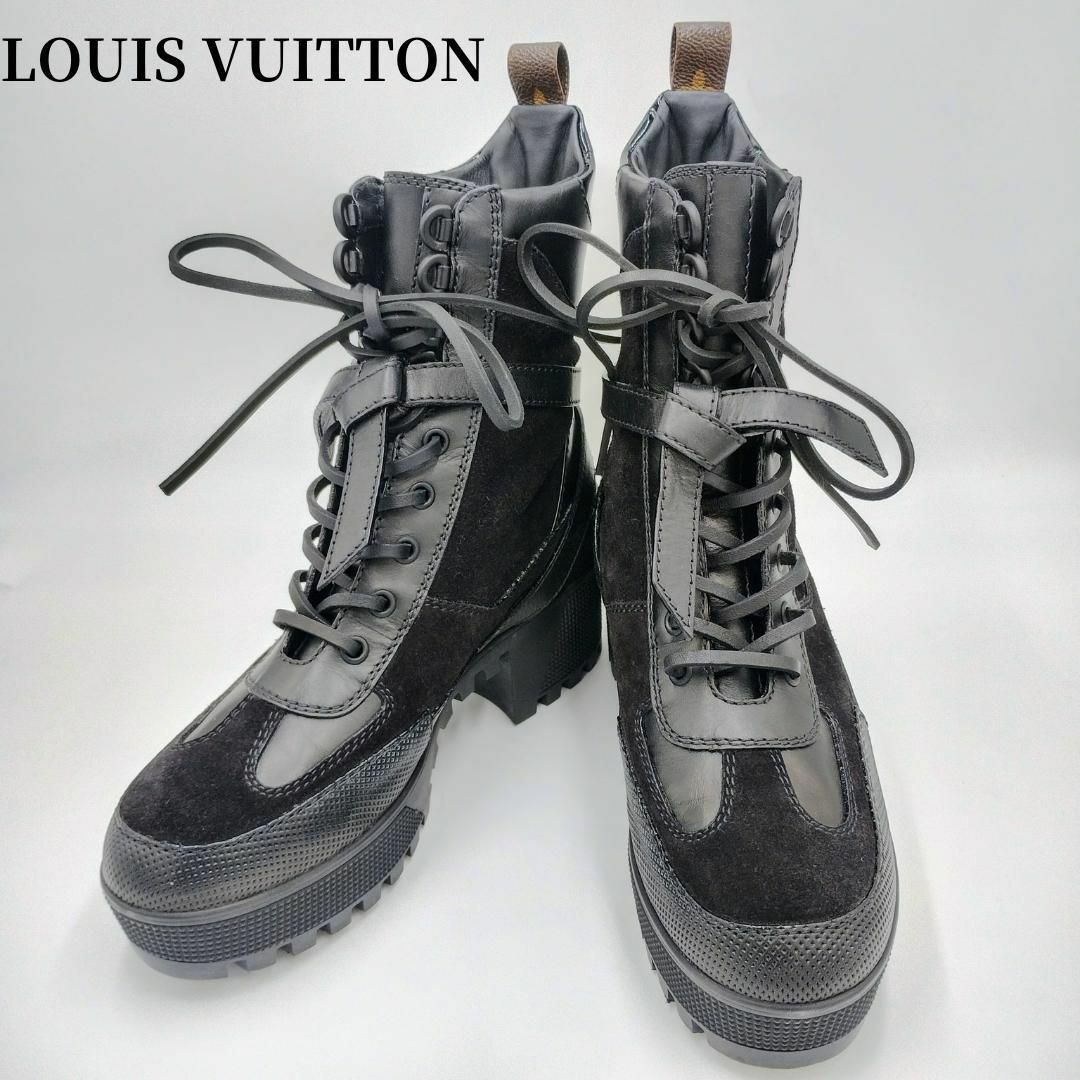 LOUIS VUITTON(ルイヴィトン)の【美品】 ルイヴィトン ショートブーツ モノグラム ローリエートライン 37.5 レディースの靴/シューズ(ブーツ)の商品写真