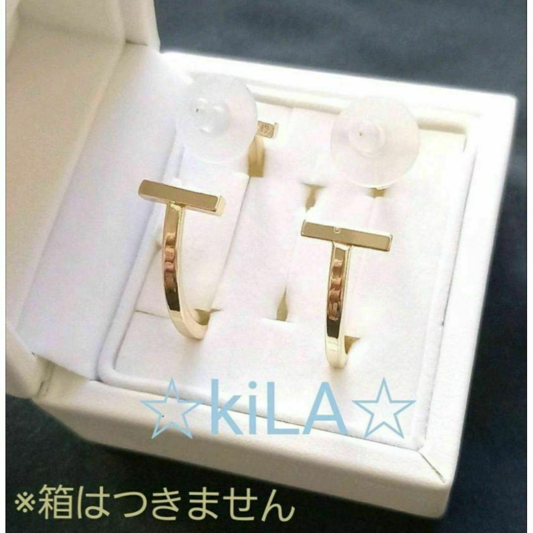 k18コーティング ピアス フープ シンプル セット イニシャル T ペア レディースのアクセサリー(ピアス)の商品写真