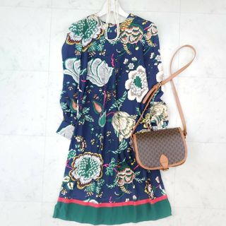 トリーバーチ(Tory Burch)の極美品♪トリーバーチ TORY BURCH オリエンタルフラワーワンピース 紺(ロングワンピース/マキシワンピース)