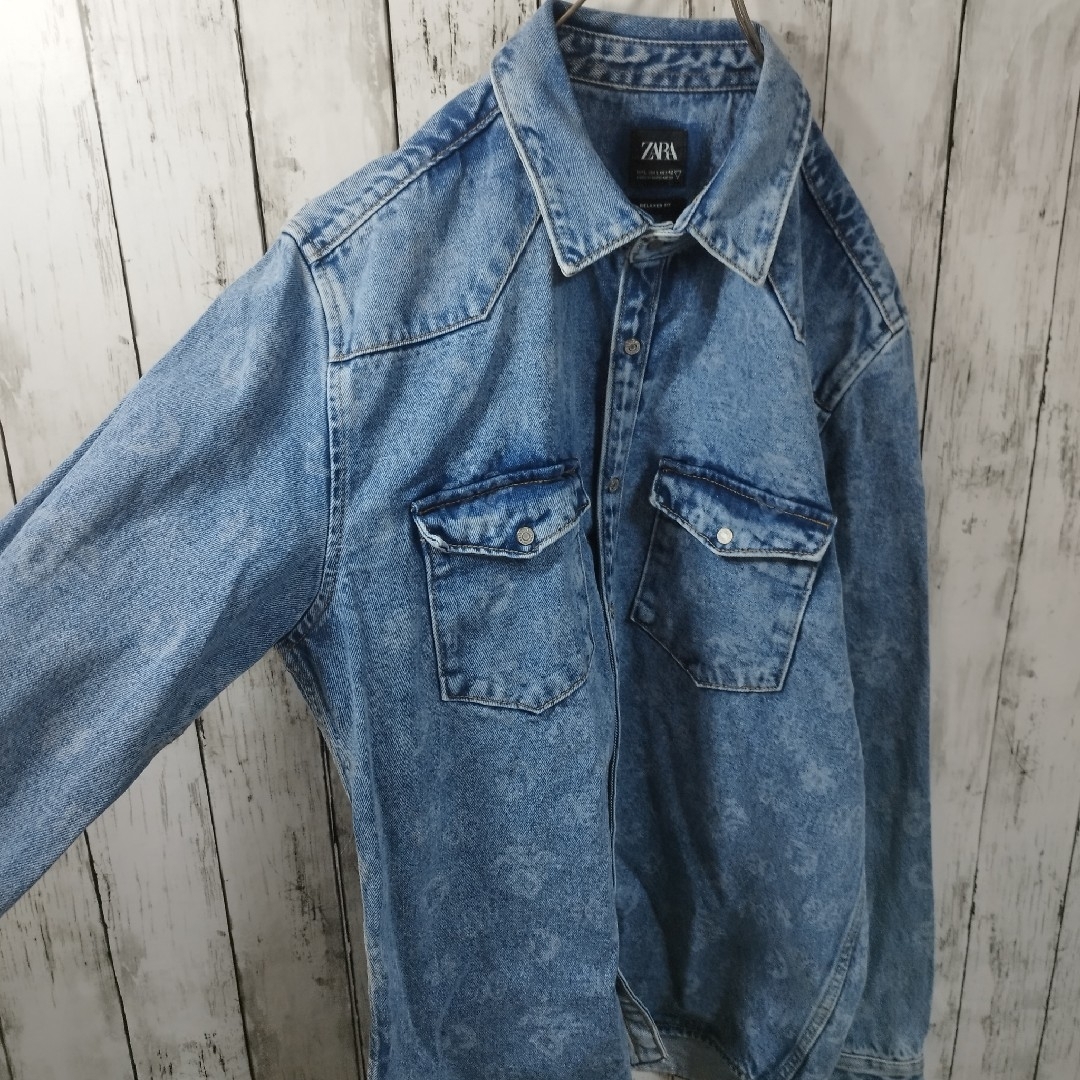 ZARA(ザラ)の【ZARA】Washed Denim Jacket　D482 メンズのジャケット/アウター(Gジャン/デニムジャケット)の商品写真